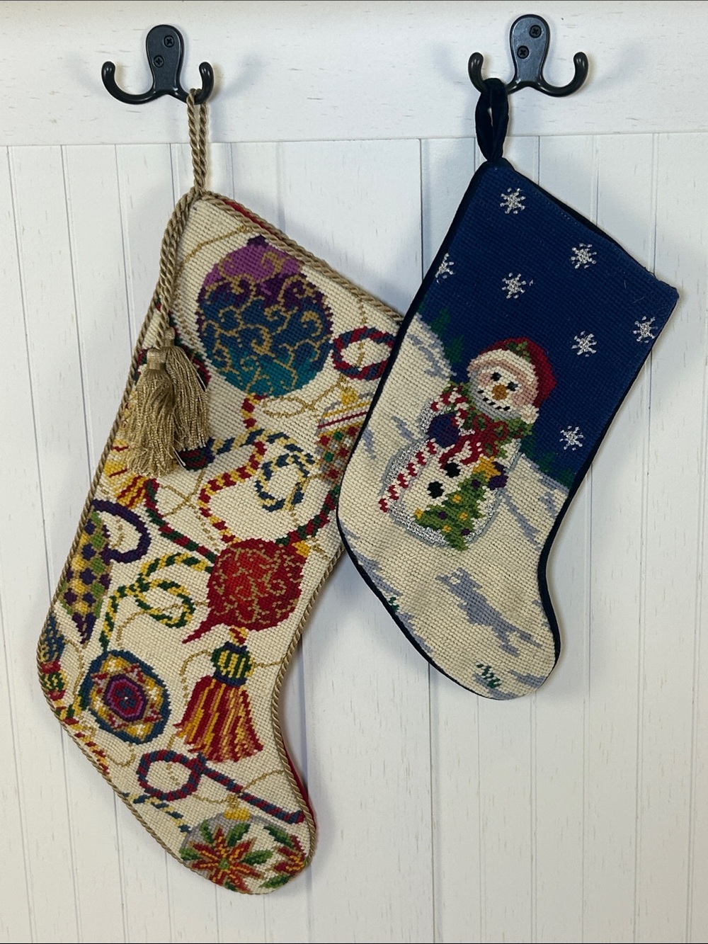 Christopher Radko Needlepoint Christmas Stockings Set of 2